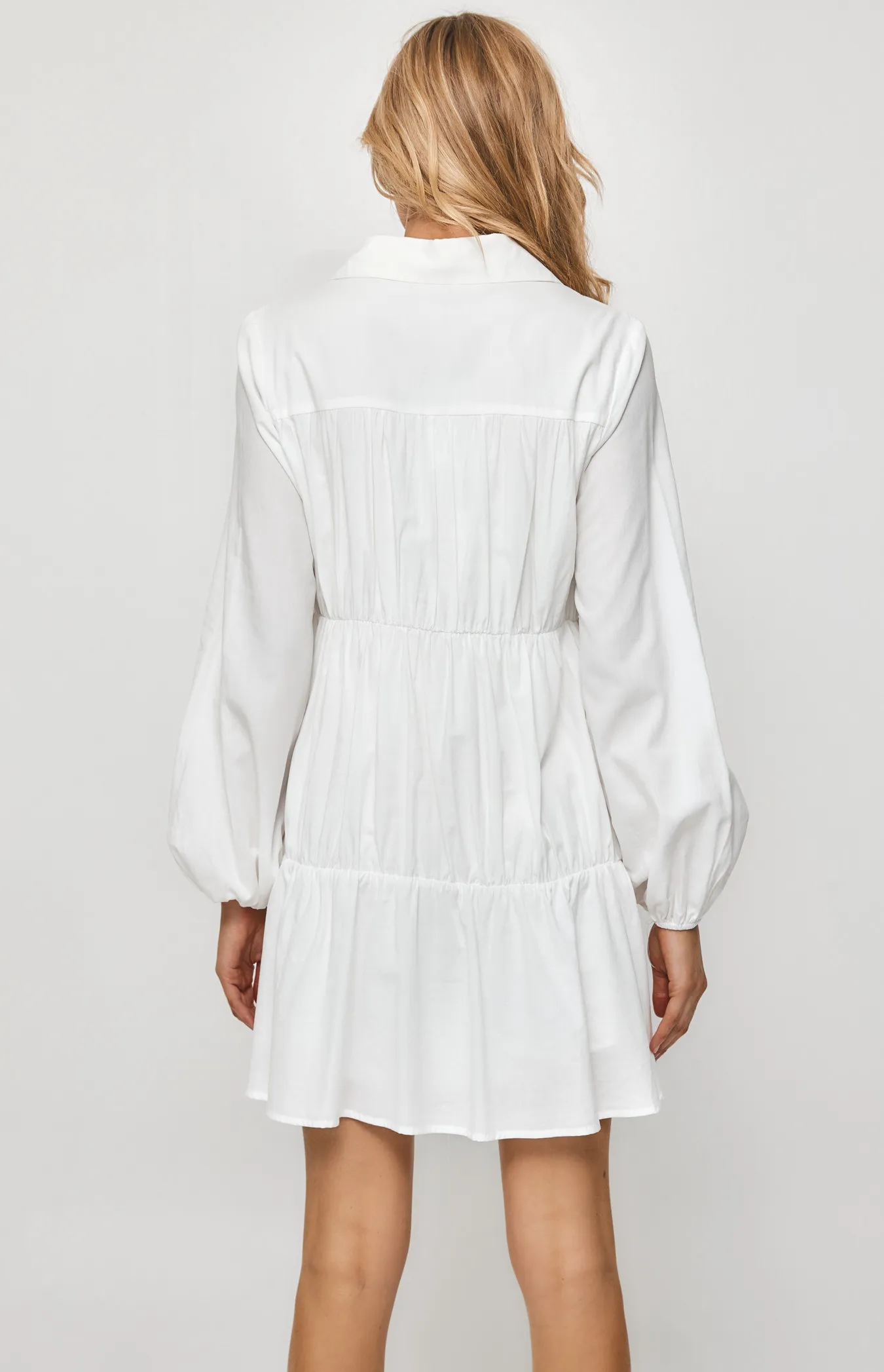 Buttoned Shirt Dress with Tiered Gathering Details (SDR1207B)