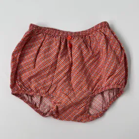 Caramel Orange Check Cotton Bloomers: 12 Months