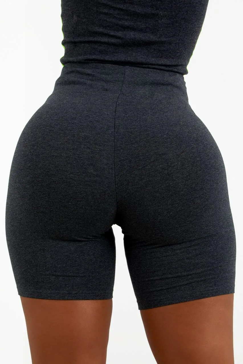 Charcoal Cotton Biker Shorts