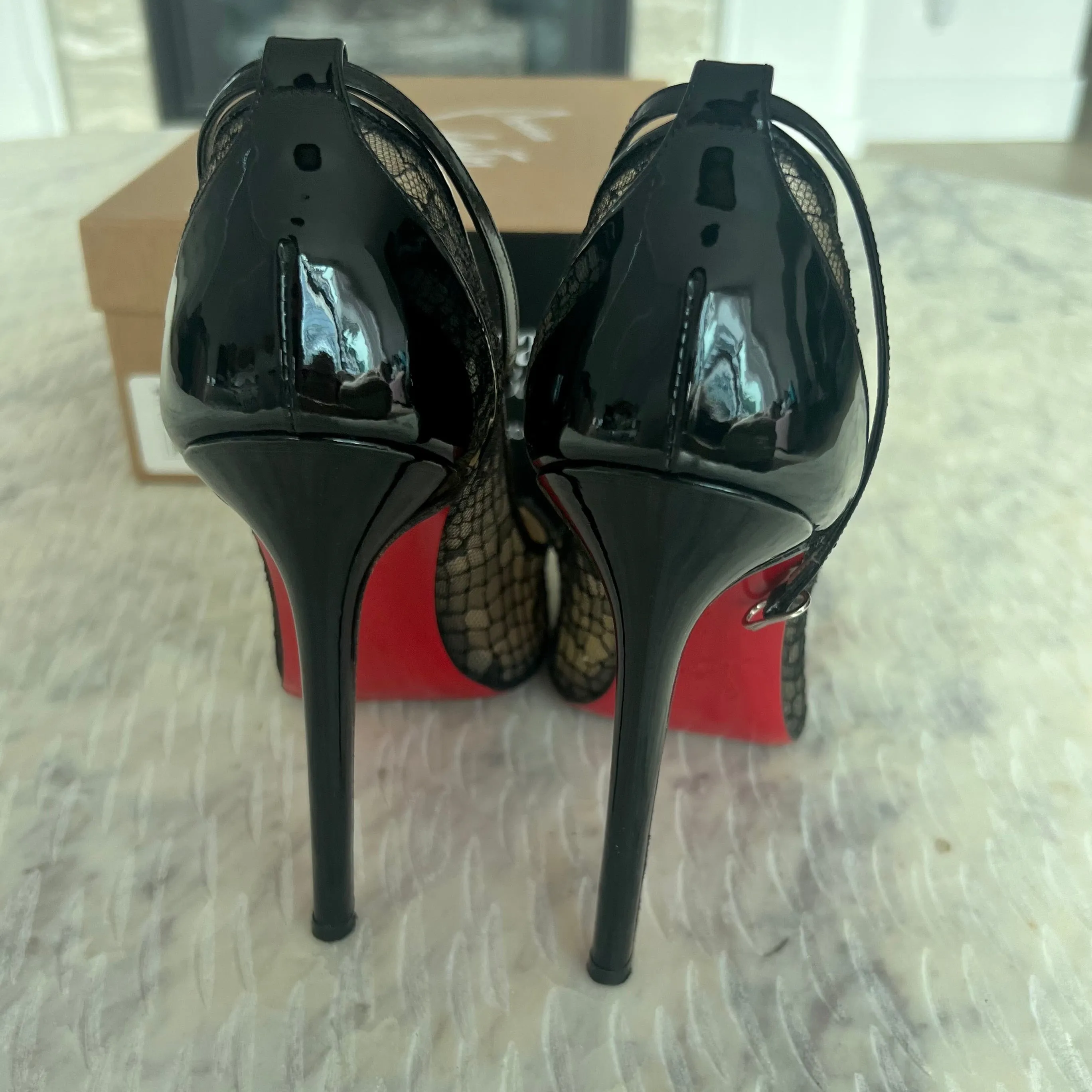 Christian Louboutin Spike Black Patent Heels