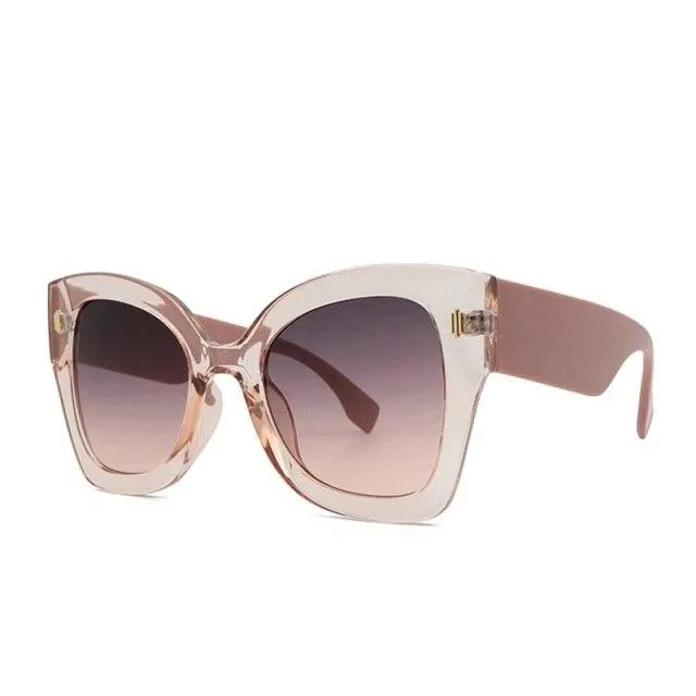 Classic Women's Gradient UV400 Oversized Pink Shades Square Sunglasses