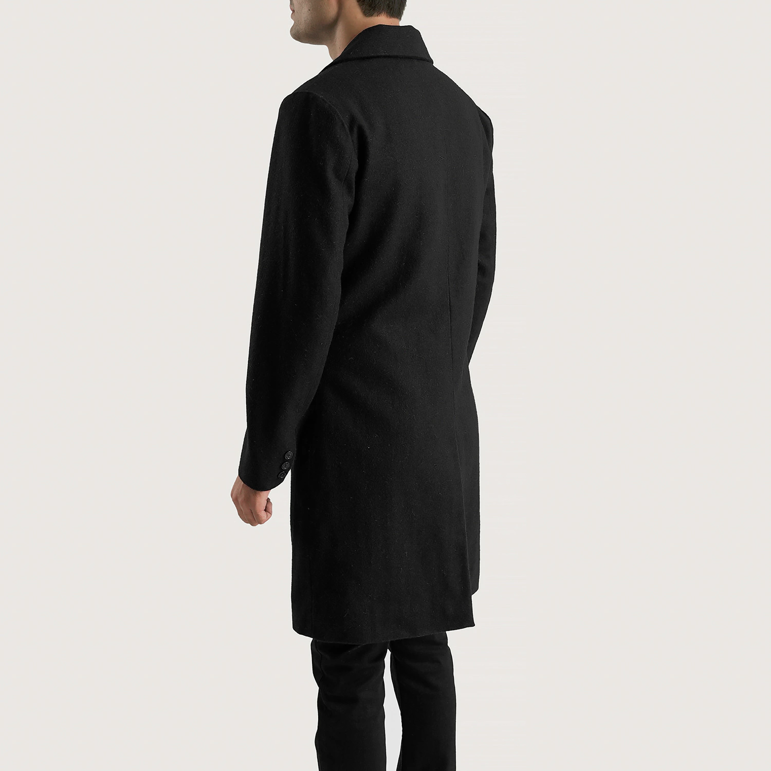 Claud Black Wool Double Breasted Coat