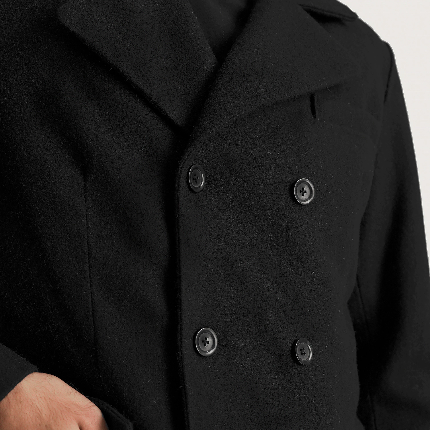 Claud Black Wool Double Breasted Coat