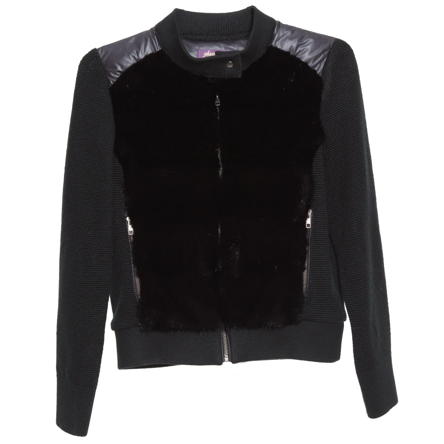 Collarless Mink Baseball Jacket