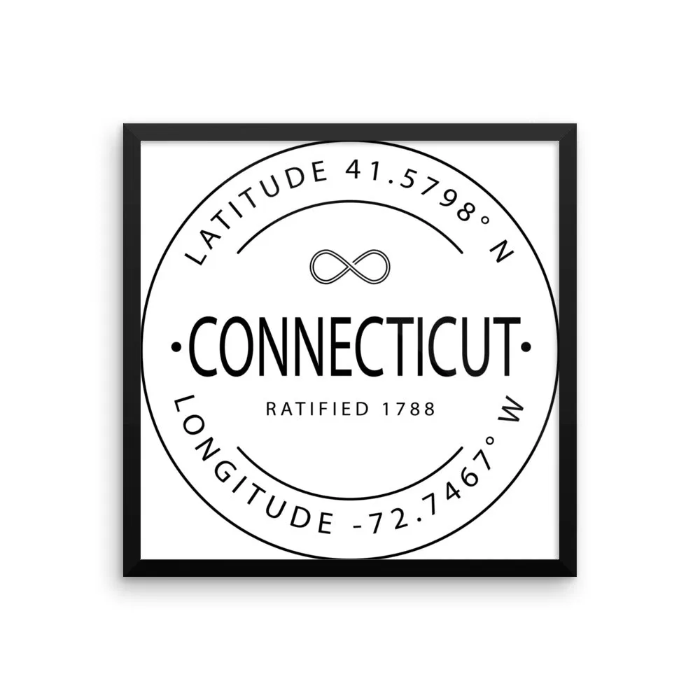 Connecticut - Framed Print - Latitude & Longitude