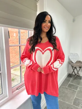 Coral Multi Heart Detail Jumper Tina