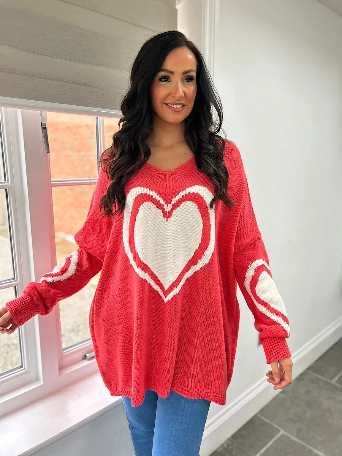 Coral Multi Heart Detail Jumper Tina