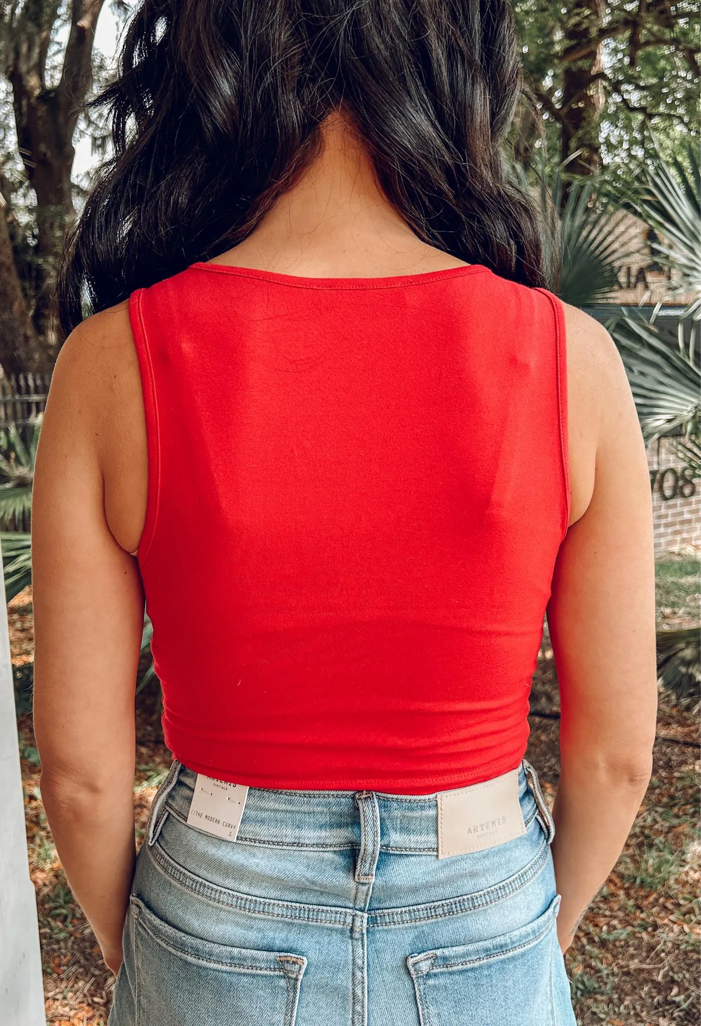 Cotton Cropped Cami | Red