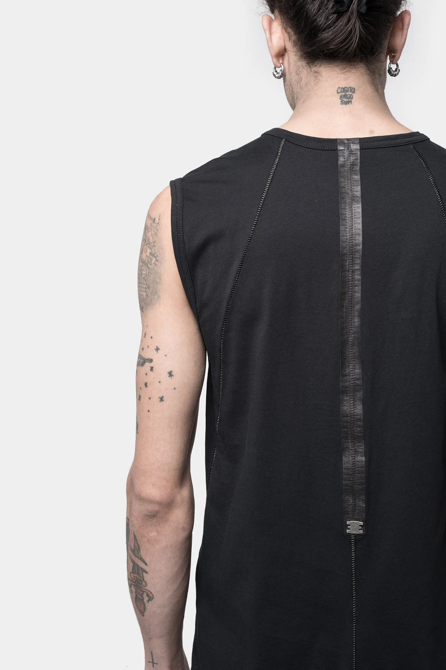 Cotton tank top, Noir