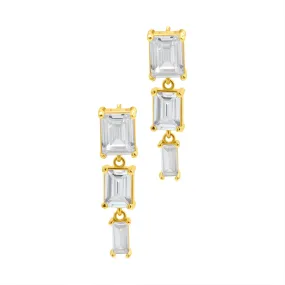 Crystal Rectangle Drop Earrings gold