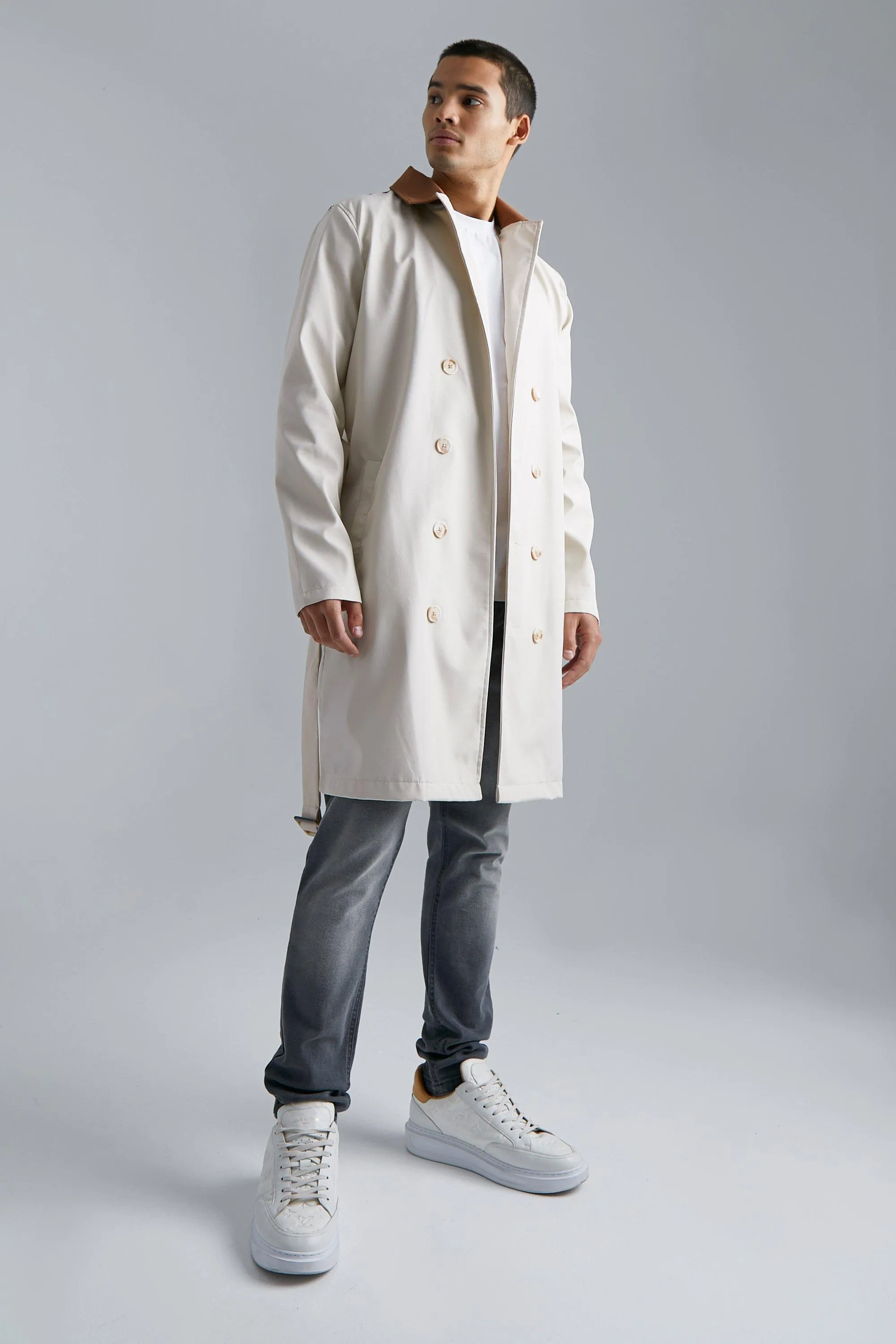 Double Breasted Colourblock Trench Coat