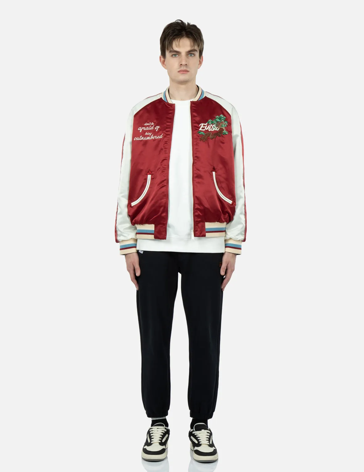 Eagle and Logo Embroidery Reversible Souvenir Jacket