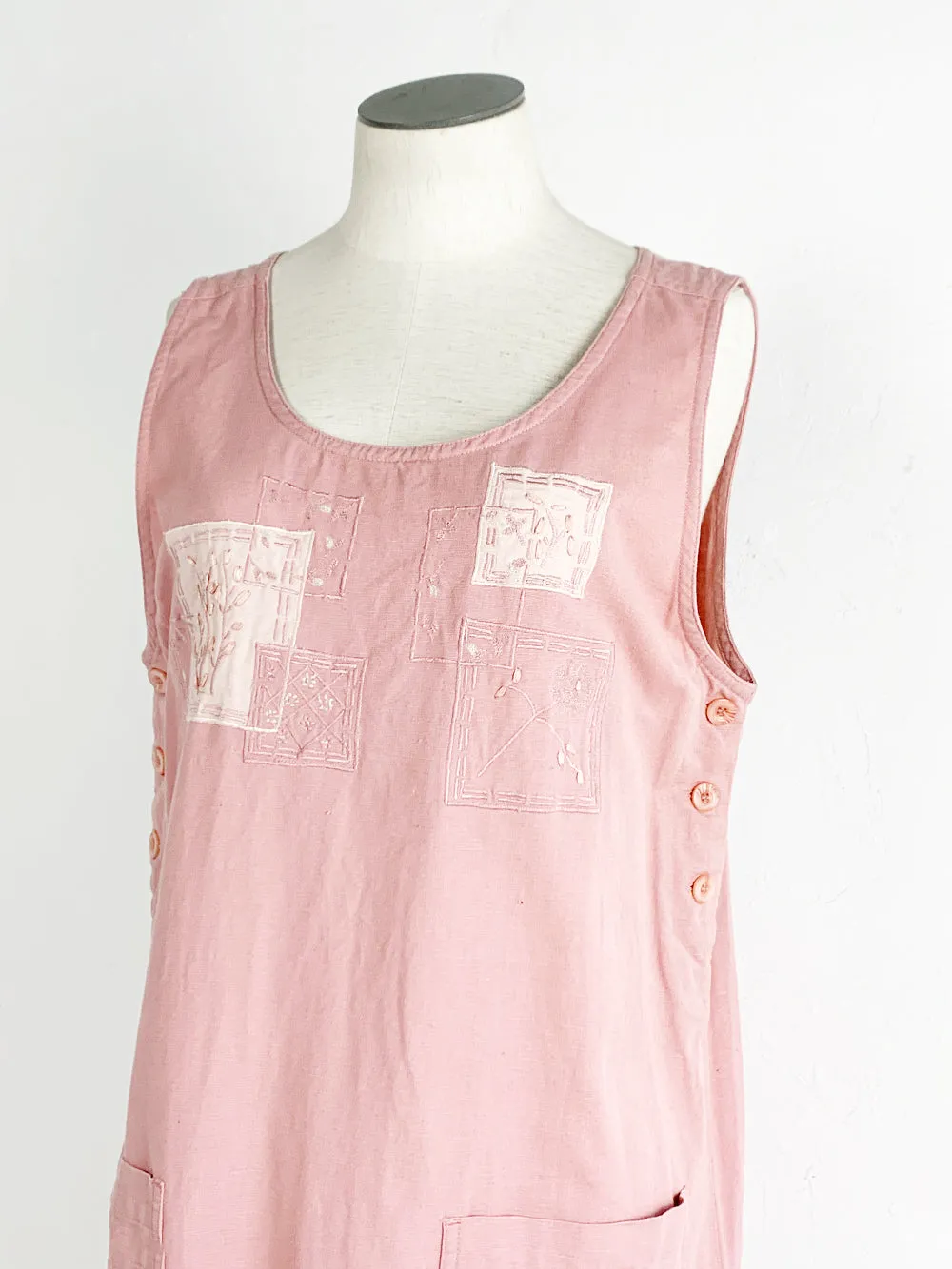 ECP Pink Cotton / Linen Jumper Embroidered Dress