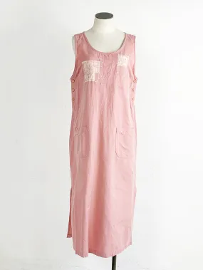 ECP Pink Cotton / Linen Jumper Embroidered Dress