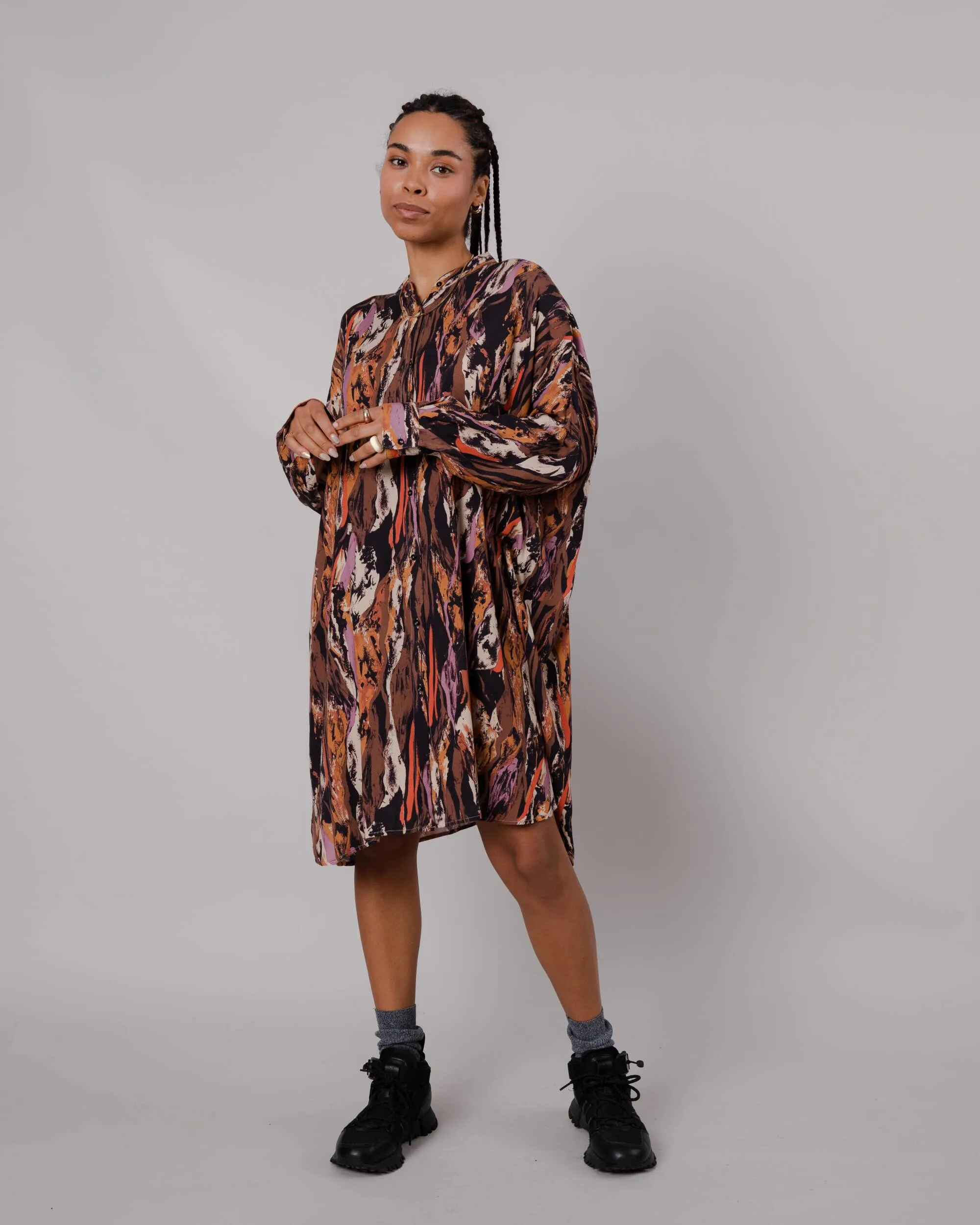 Etna Oversized Mao Dress Brown