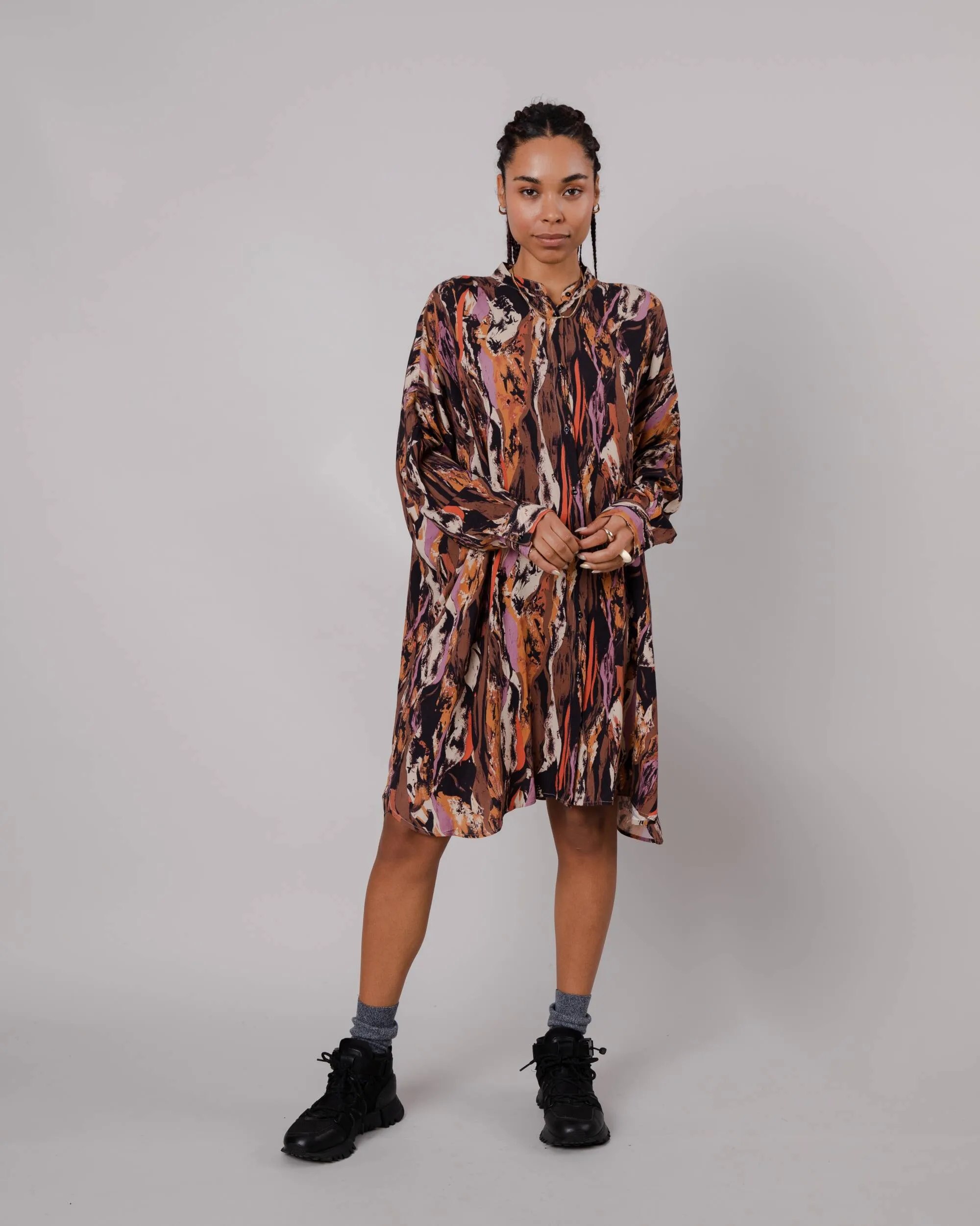 Etna Oversized Mao Dress Brown