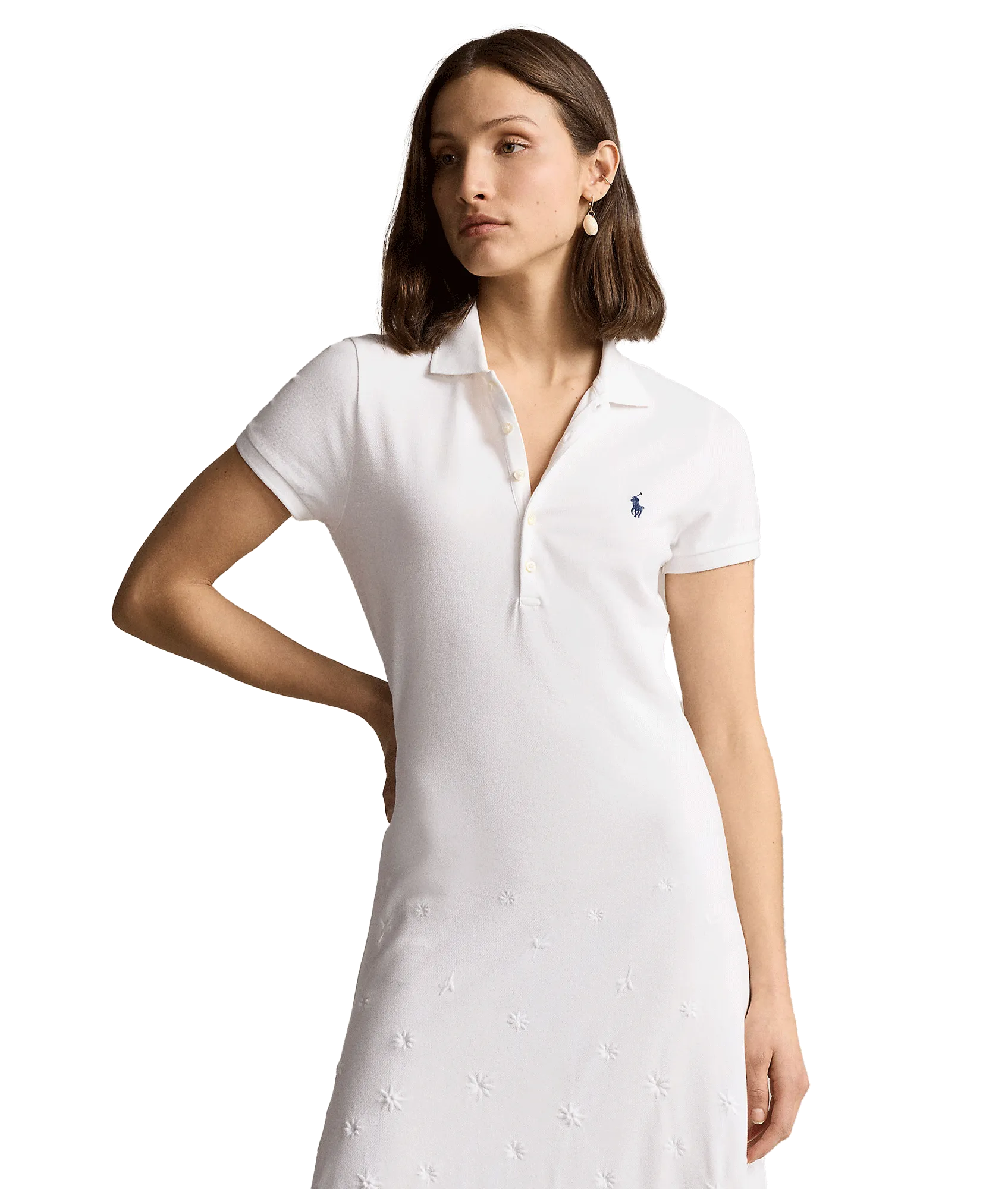 Eyelet Polo Dress - White