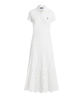 Eyelet Polo Dress - White