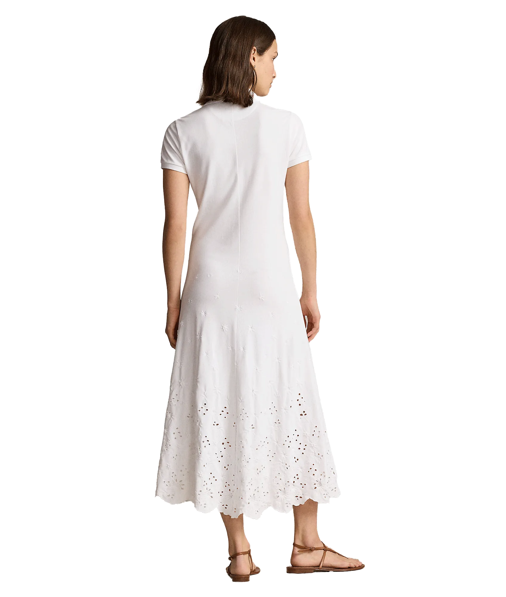 Eyelet Polo Dress - White