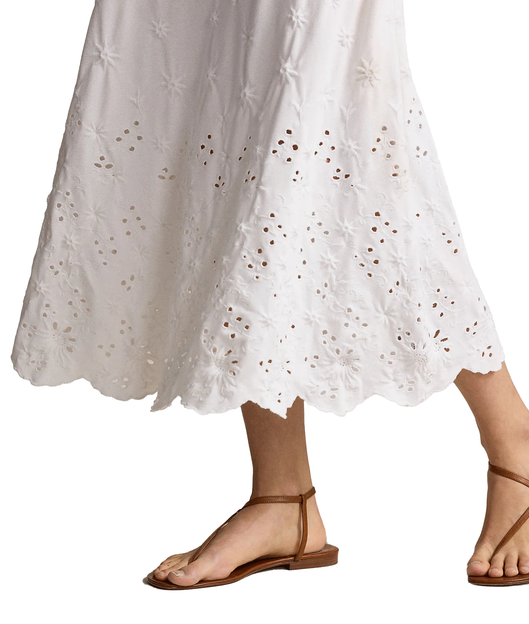 Eyelet Polo Dress - White