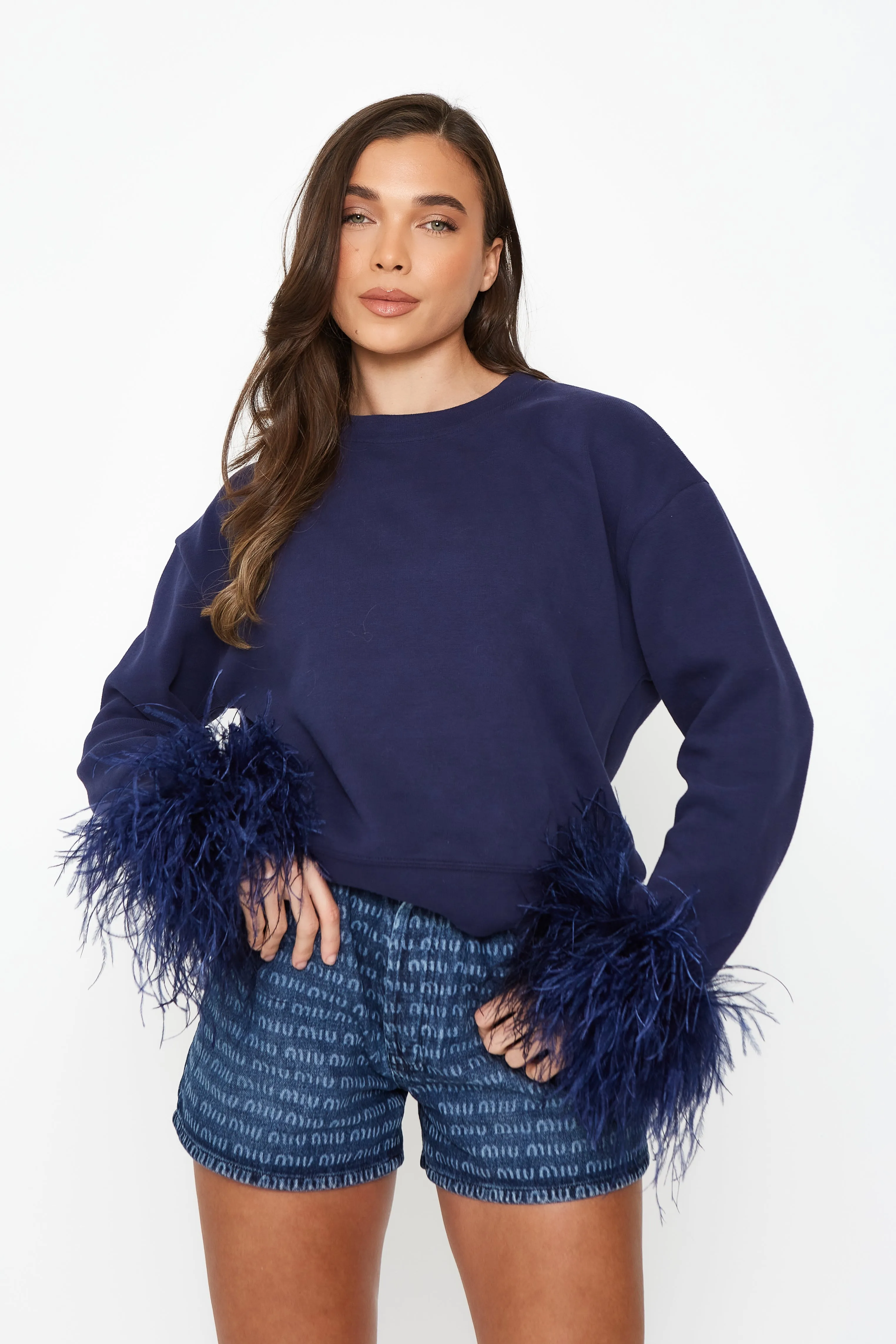 Feather Cuff Sweatshirt