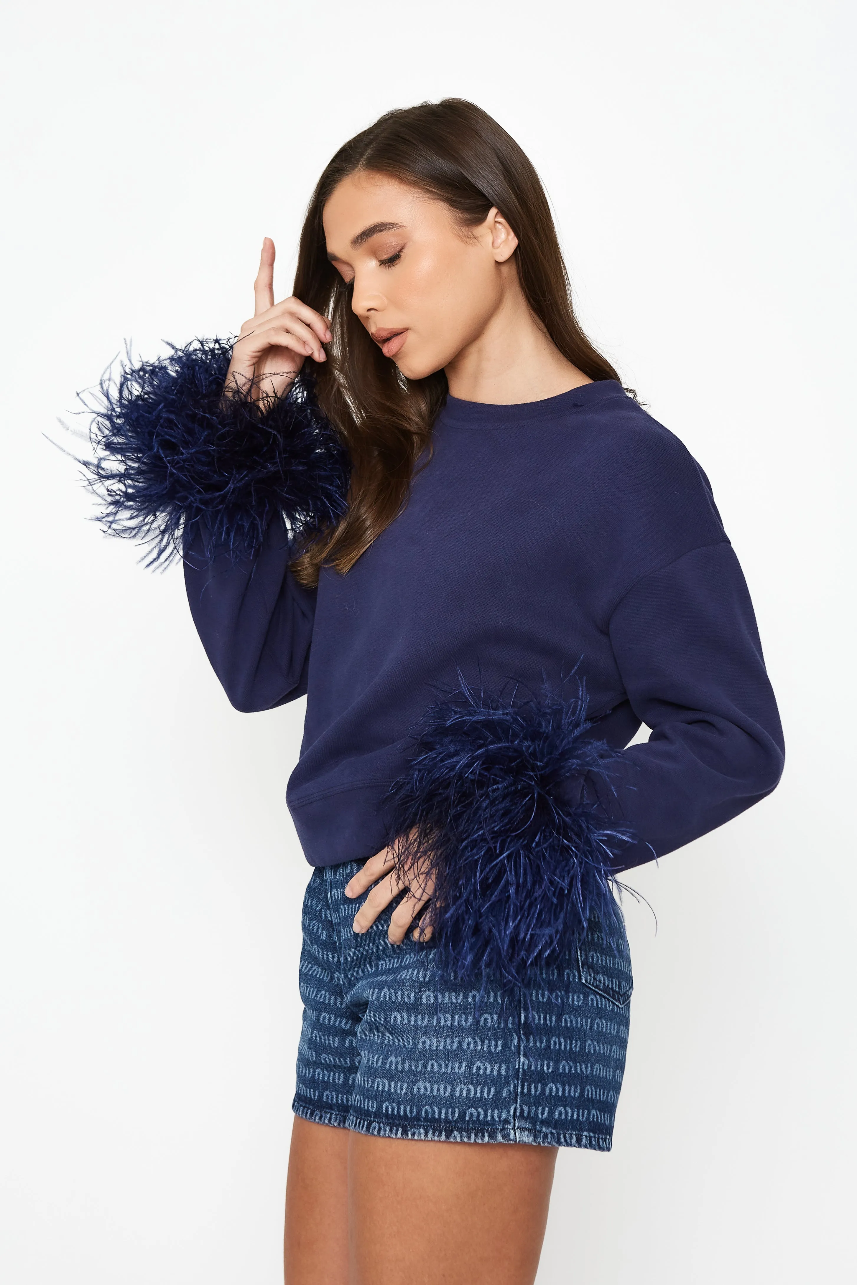 Feather Cuff Sweatshirt