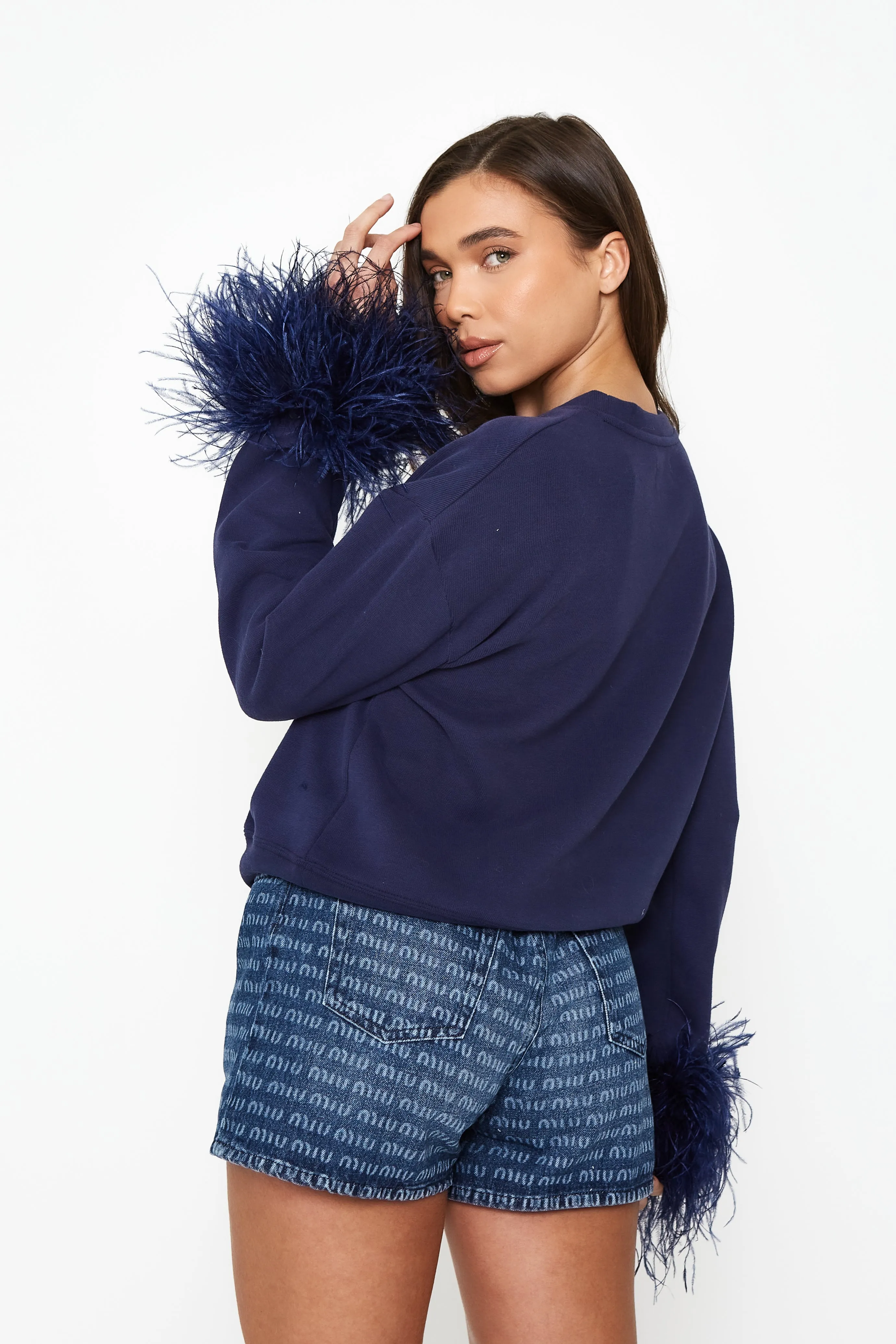 Feather Cuff Sweatshirt