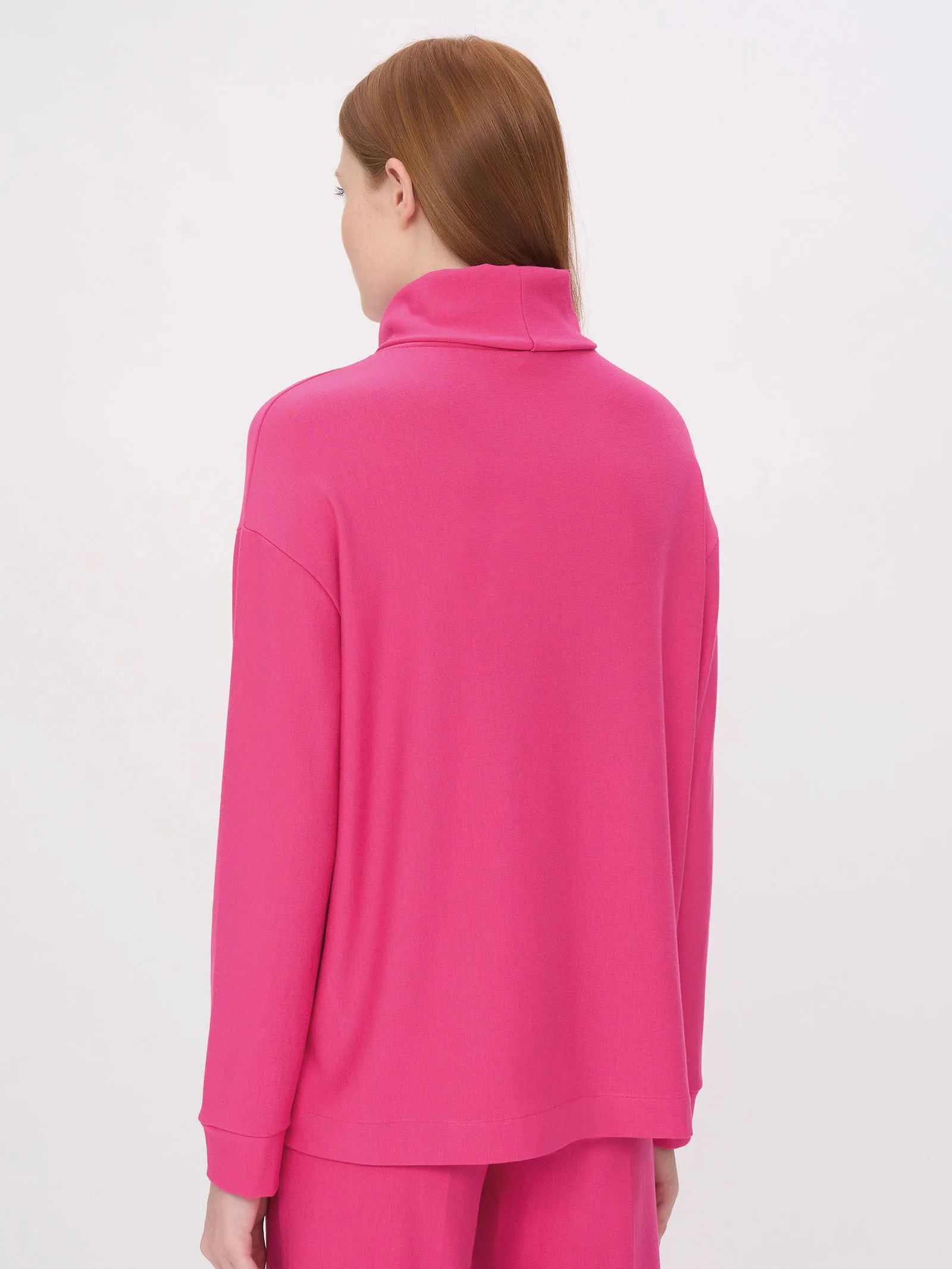 Felpa con collo a ciambella in Eco Techno Fleece - Fuchsia Purple