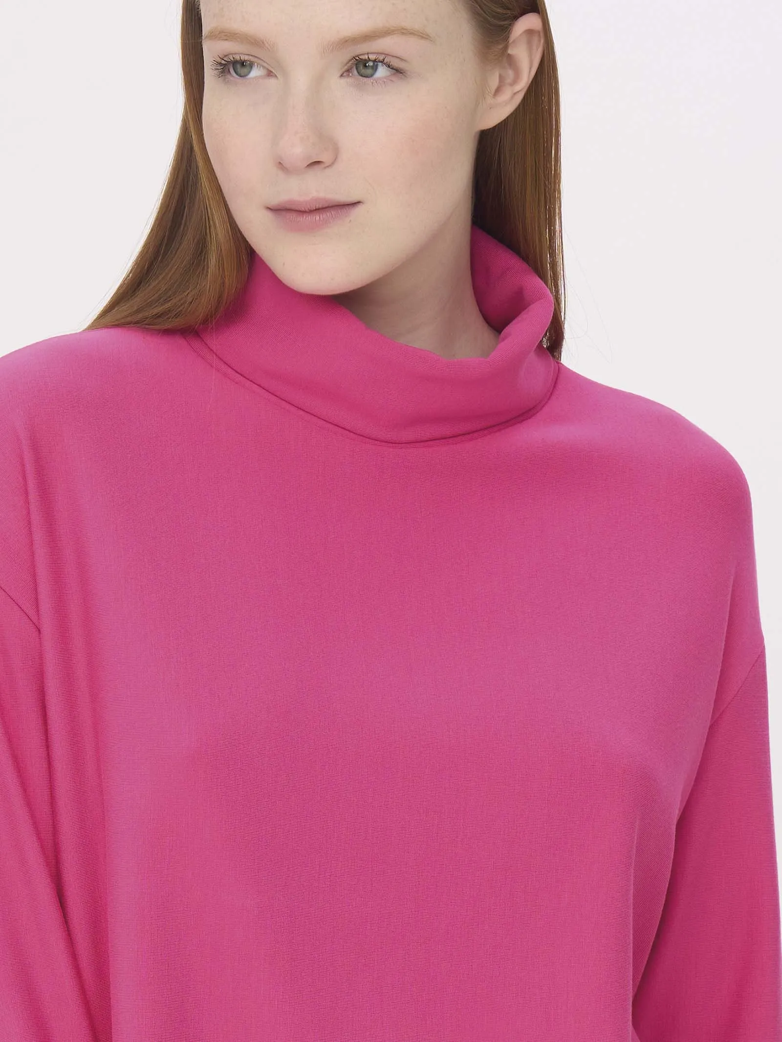 Felpa con collo a ciambella in Eco Techno Fleece - Fuchsia Purple