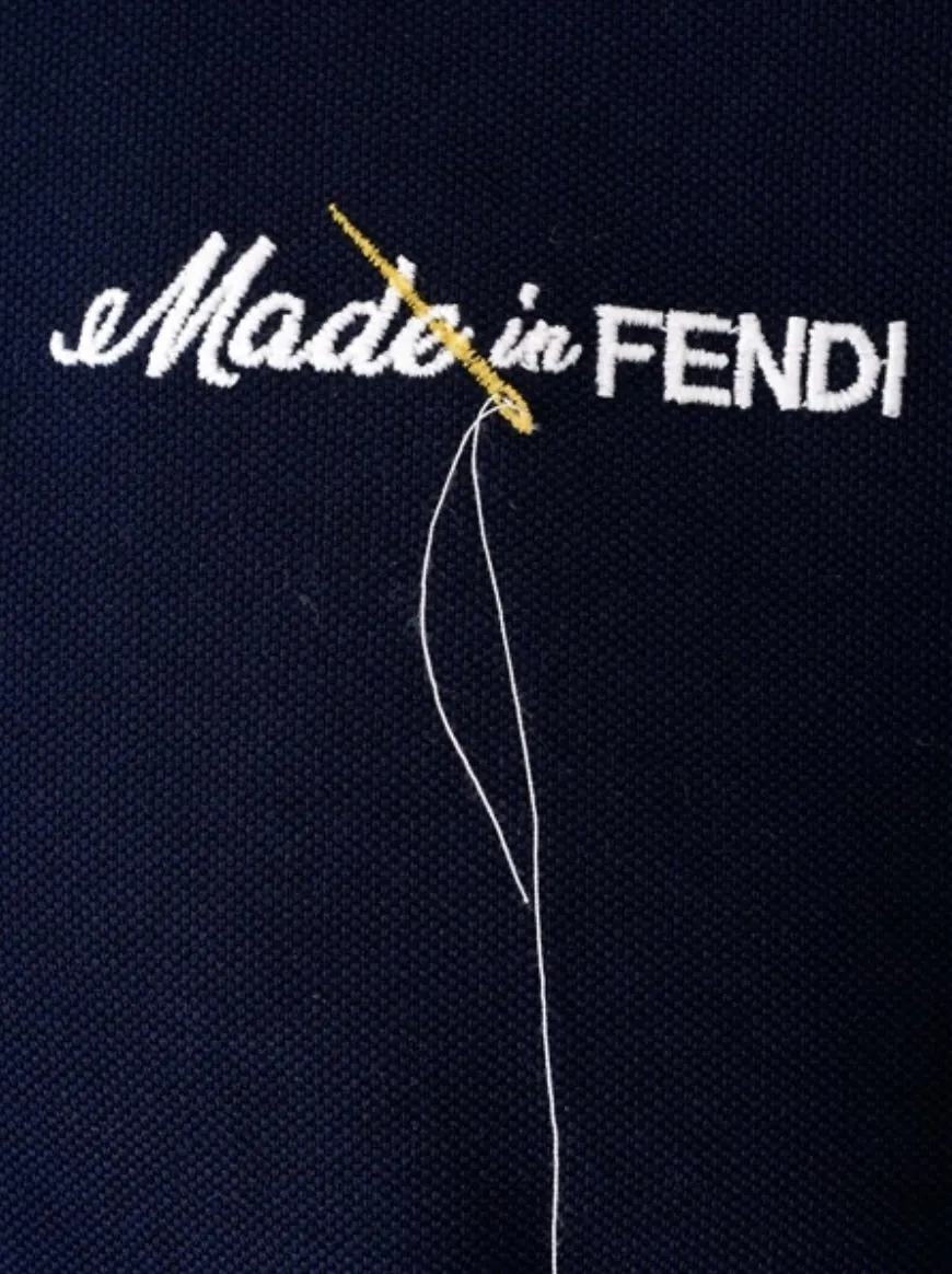 FENDI  |Plain Cotton Short Sleeves Logo Luxury Polos