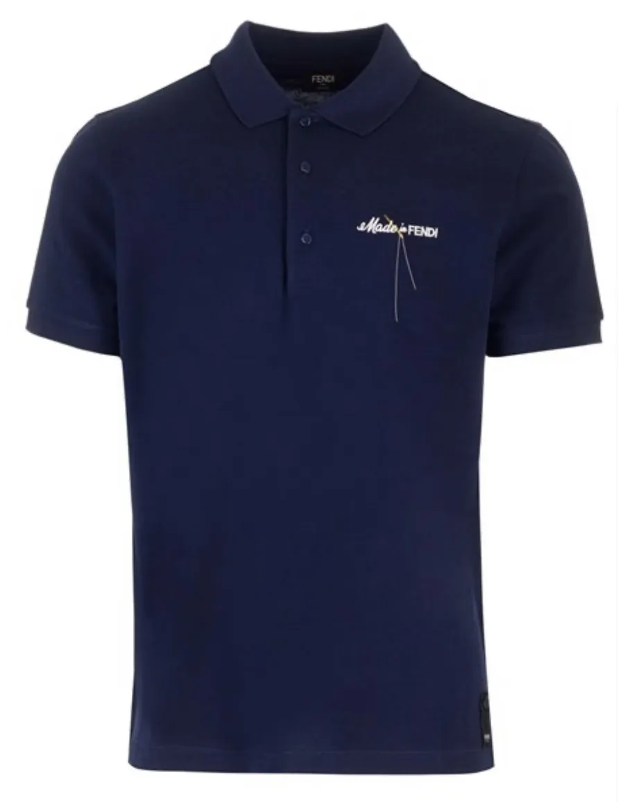 FENDI  |Plain Cotton Short Sleeves Logo Luxury Polos