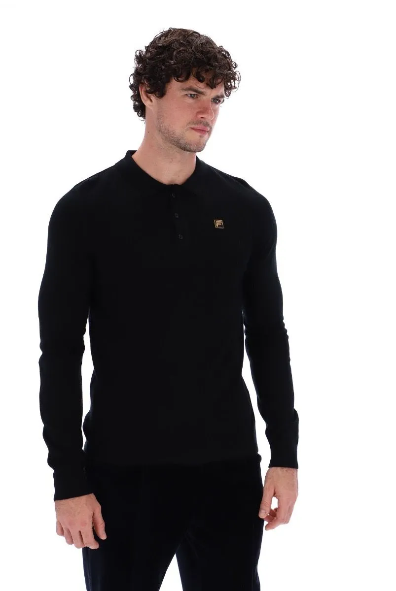 Fila Frank Knit Long Sleeve Polo Shirt Jumper Black