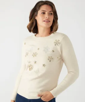 First Avenue Sequin Snowflake Jumper