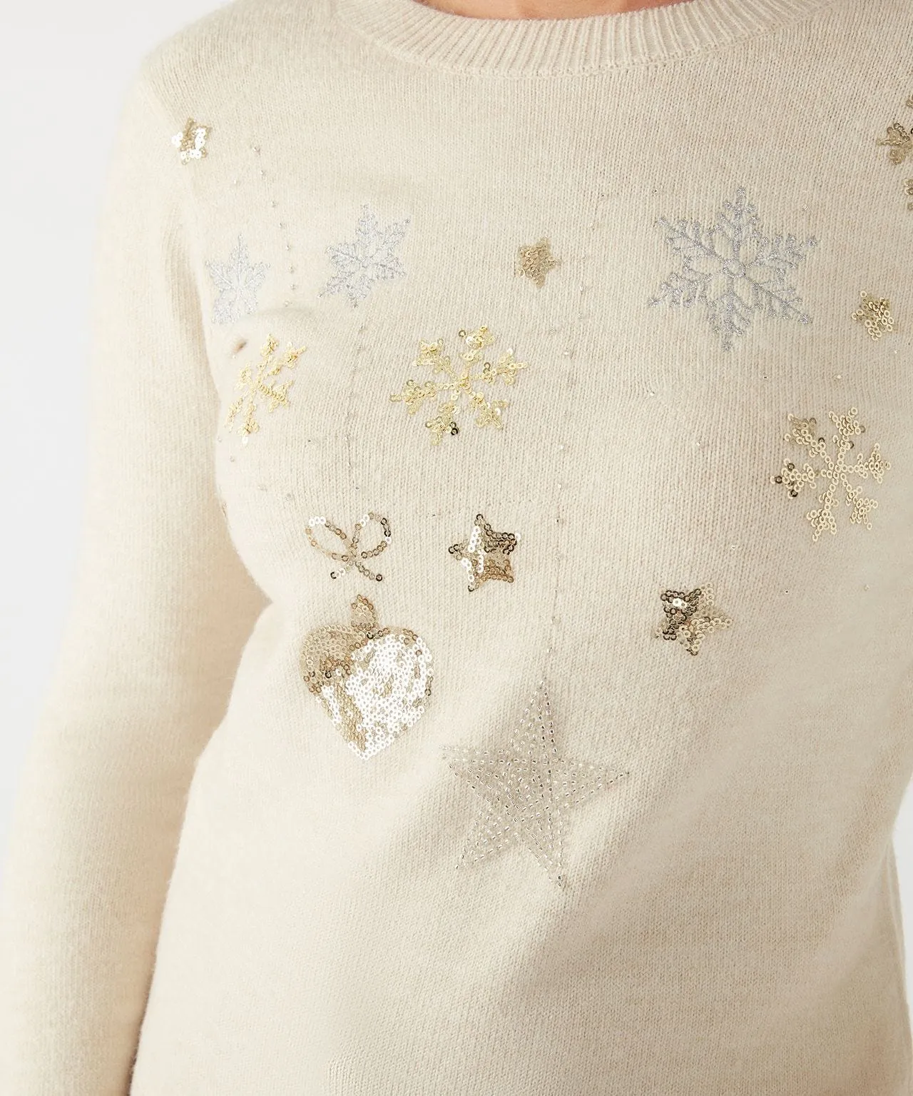 First Avenue Sequin Snowflake Jumper