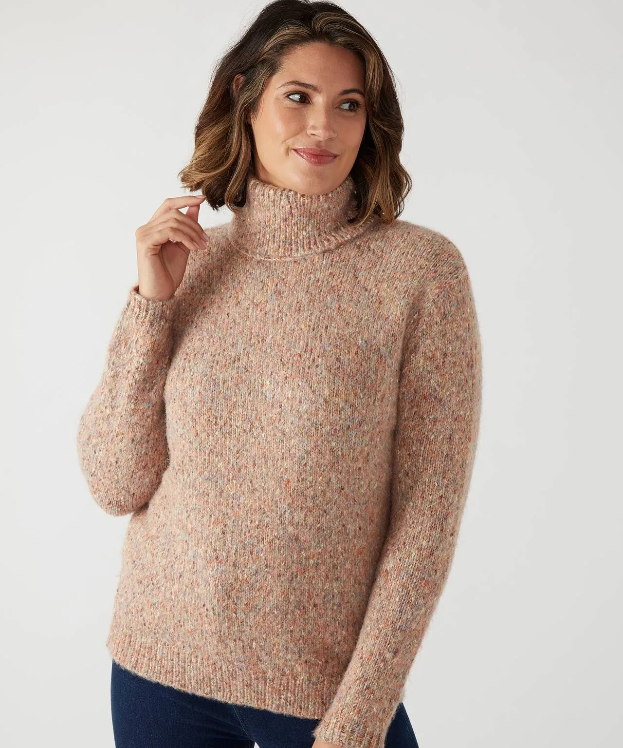 First Avenue Speckled Roll Neck Jumper