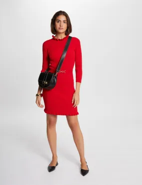 Fitted jumper dress with ornament red women