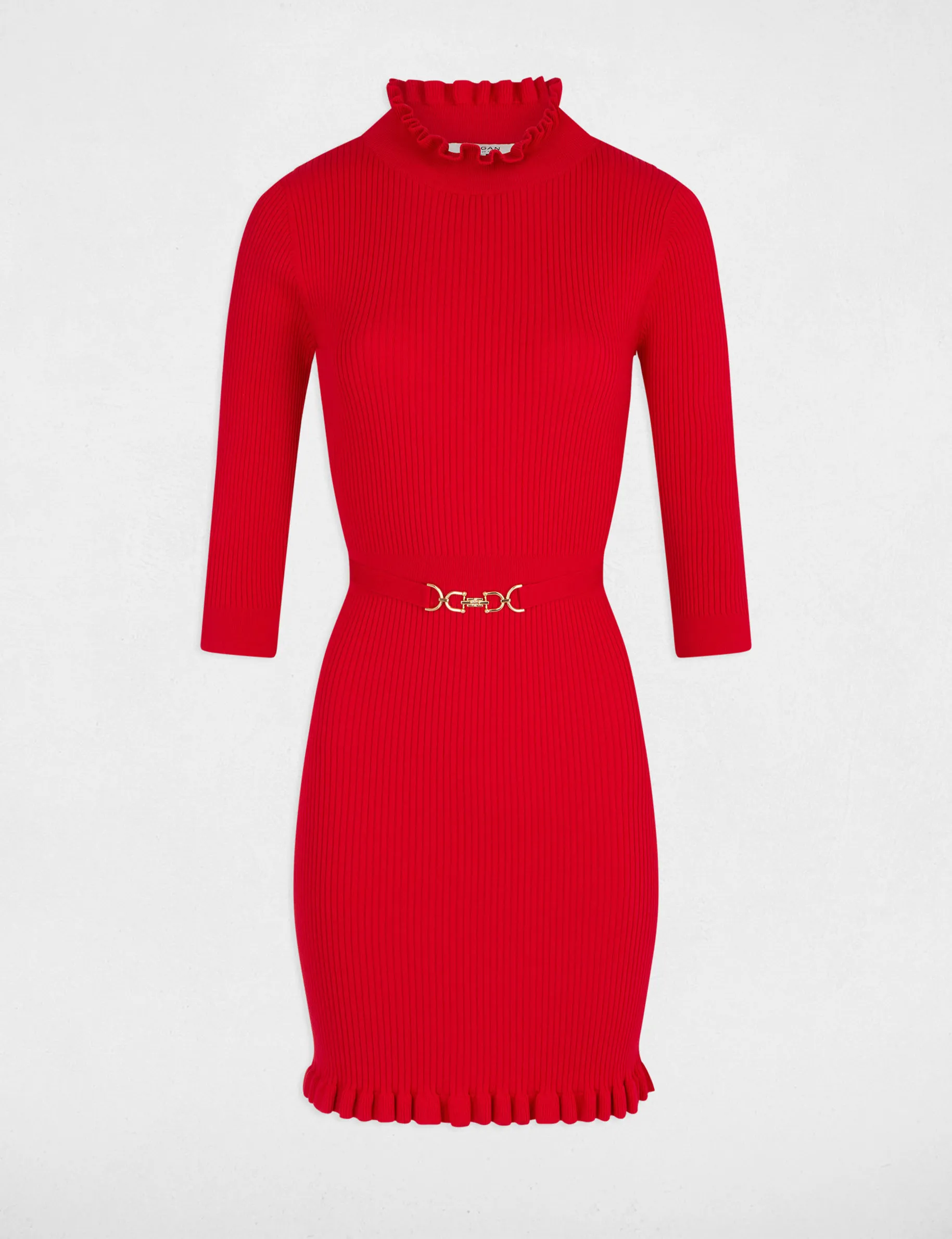 Fitted jumper dress with ornament red women