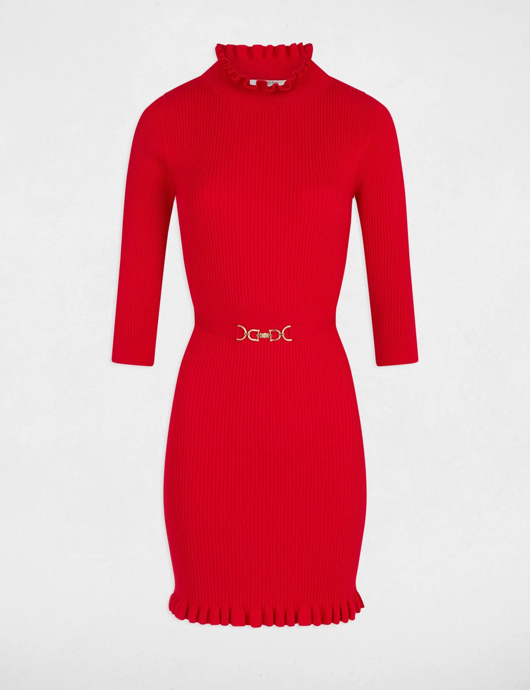 Fitted jumper dress with ornament red women