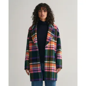 GANT Checked Cocoon Coat 4751108 Evening Blue