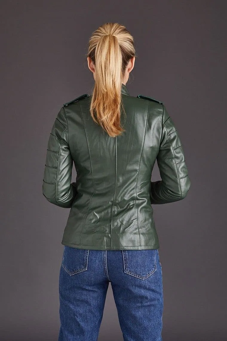 Green Leather Jackets Ladies :Eva