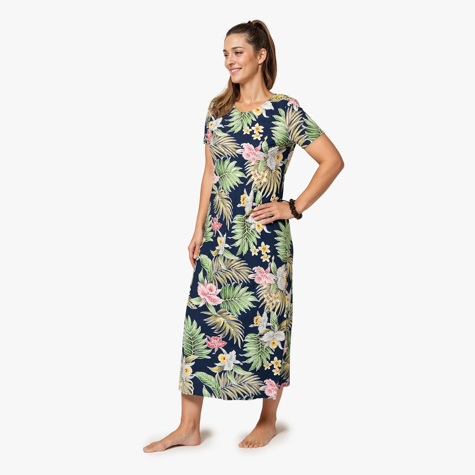 Hawaiian Orchid Long Dress