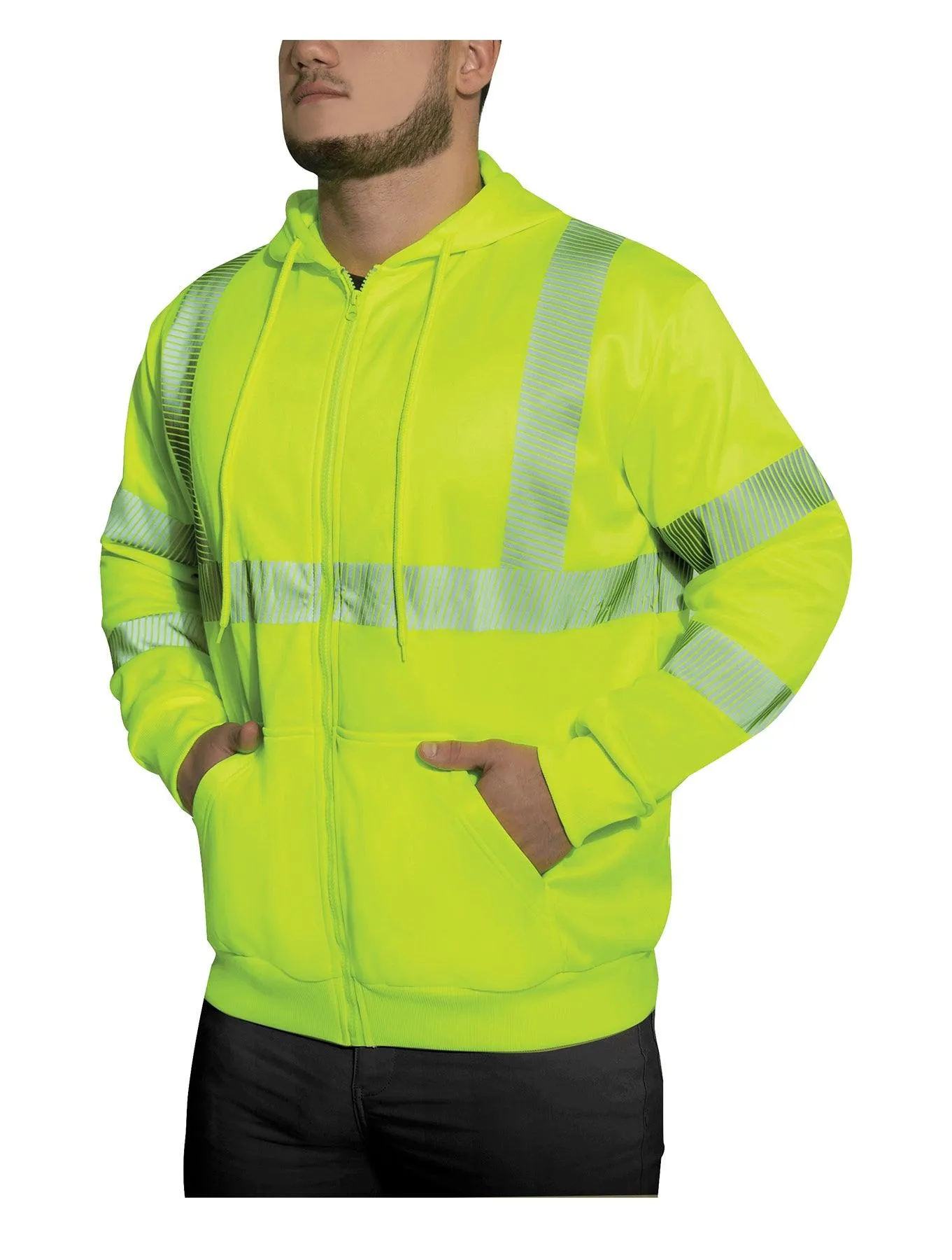 Hi-Vis Performance Zipper Sweatshirt - Safety Green