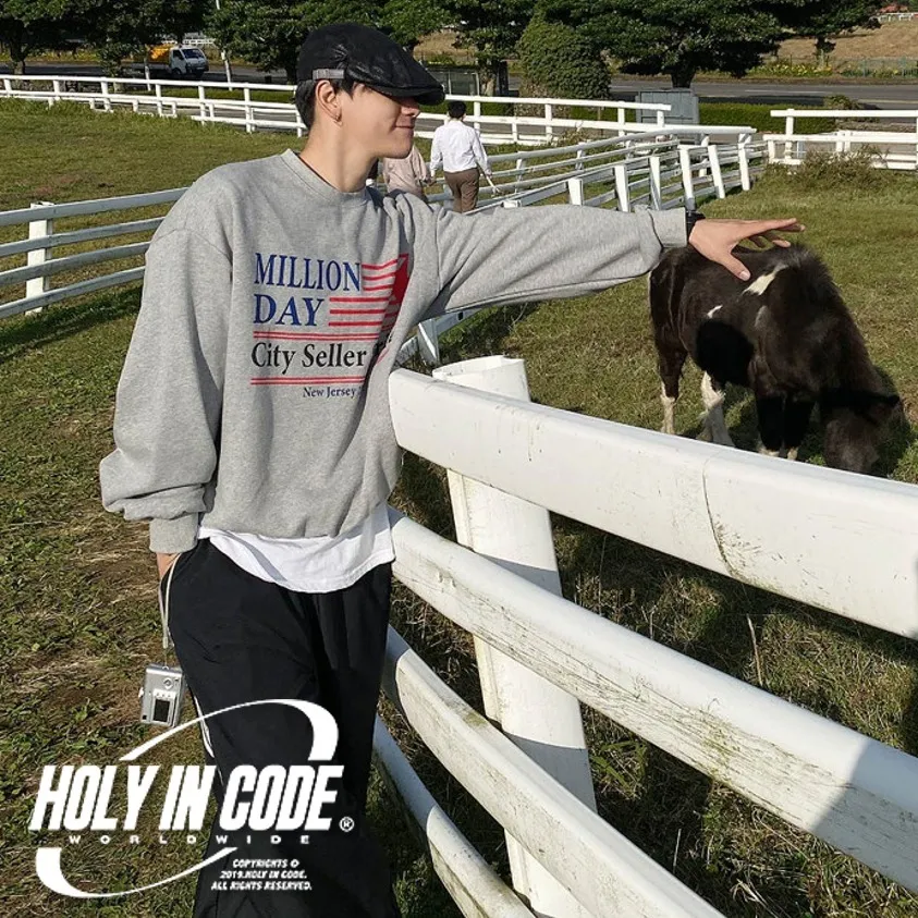 HOLY IN CODE  |Crew Neck Star Unisex Sweat Street Style U-Neck Long Sleeves