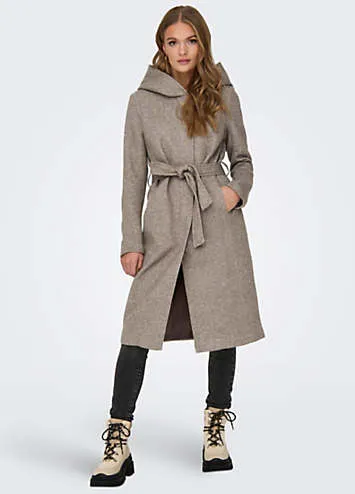 Hooded Longline Coat by Only | Look Again