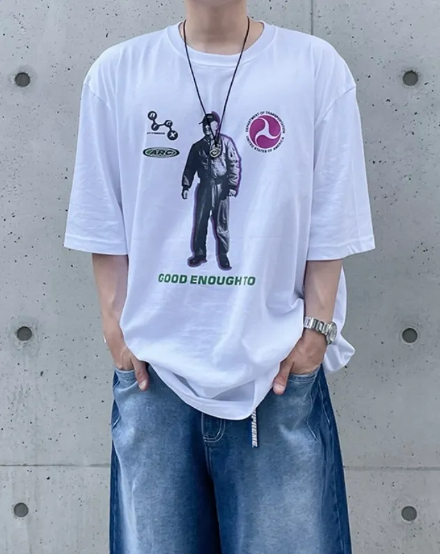 HUE  |Street Style Plain Short Sleeves Oversized Logo T-Shirts