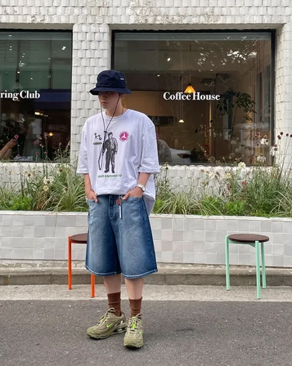 HUE  |Street Style Plain Short Sleeves Oversized Logo T-Shirts