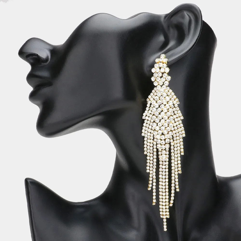 iLLASPARKZ Long rhinestone fringe earrings