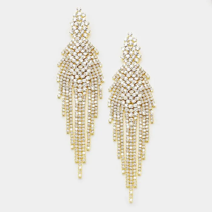 iLLASPARKZ Long rhinestone fringe earrings