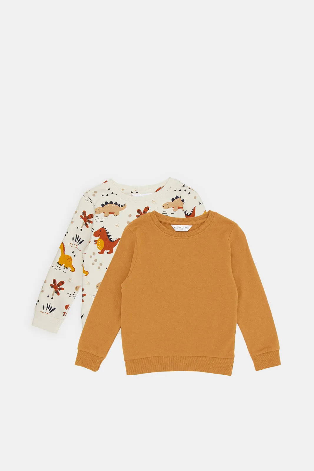 Infant Boys White And Orange Sweatshirt Set (2 Piece)