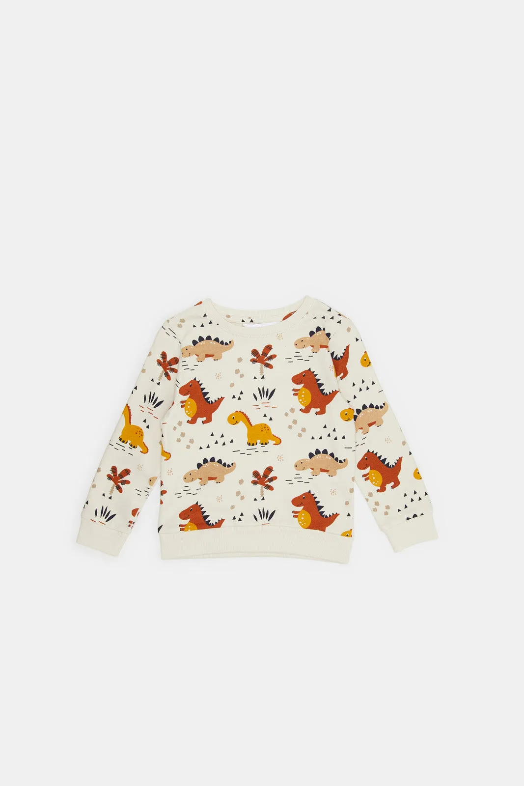 Infant Boys White And Orange Sweatshirt Set (2 Piece)